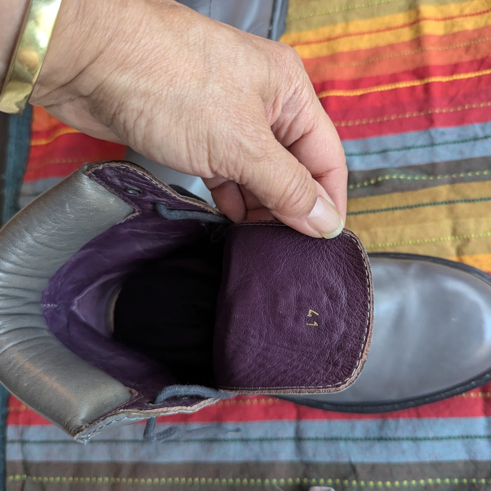 Max Mara  Grey And Purple Leather Boots - Picture 4 of 6